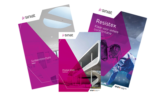 Waaier van Siniat brochures: LaDura Premium, Prijslijst en Systeembrochure.